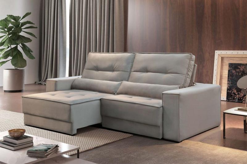 Sofá retrátil reclinável, mod. 661 Veludo Joinville Rondomóveis Sofás Magazine Luiza