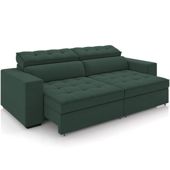 Sofá Retrátil Reclinável Para Sala de Estar Living 218cm Clara M03 Veludo Verde Musgo - Lyam Decor Imagem de Sofá Retrátil Reclinável Para Sala de Estar Living 218cm Clara M03 Veludo Verde Musgo - Lyam Decor