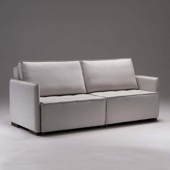 Sofá Retrátil Trentino 216 Cm Espuma D28 Mola Bonnel Linho Off White