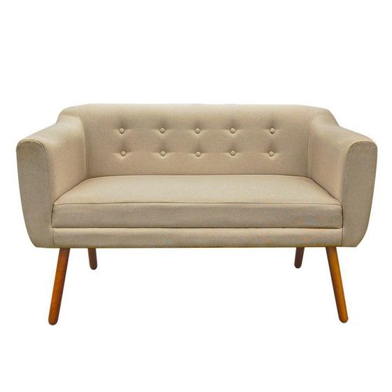 Sofá Retrô Namoradeira Julia 2 Lugares Linho Palha A32 D'Rossi