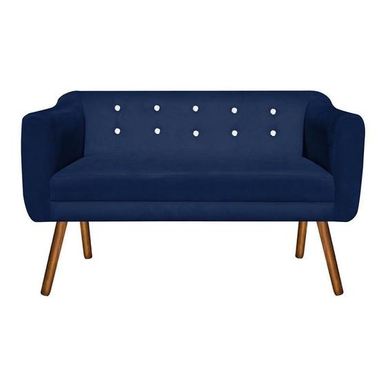 Sofá Retrô Namoradeira Julia 2 Lugares Suede Azul Marinho com Strass - D'Rossi Menor preço em Sofá Retrô Namoradeira Julia 2 Lugares Suede Azul Marinho com Strass - D'Rossi