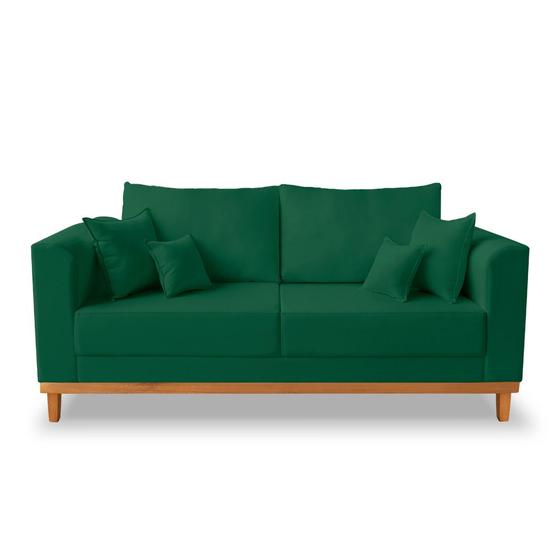 Imagem de Sofá Retro Viena 3 Lugares Para Sala de Estar Suede Verde - Madeira Prima Deccor