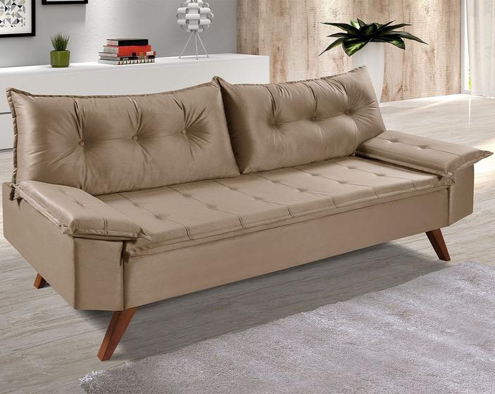 Sofá Sala Lisboa 3 Lugares Pé Madeira LUCHI ESTOFADOS Sofá 3