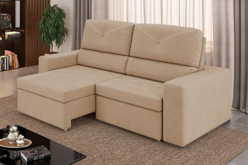 Sofá São Francisco Retrátil e Reclinável 2 lugares 1,85m Capuccino