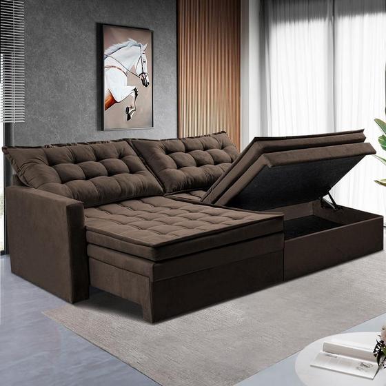 Sofá Sem Caixa Retrátil Baú 1,60m Cama inBox Secret Suede Velusoft Café Menor preço em Sofá Sem Caixa Retrátil Baú 1,60m Cama inBox Secret Suede Velusoft Café