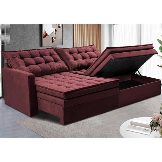 Imagem de Sofá Sem Caixa Retrátil Baú 2,00m Cama inBox Secret Suede Velusoft Vinho