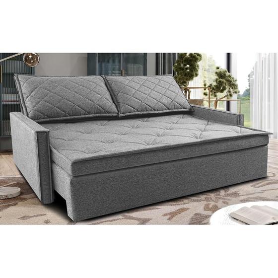 Imagem de Sofá Sem Caixa Retrátil e Reclinável 1,85m Cama inBox Loft Linho Cinza Claro