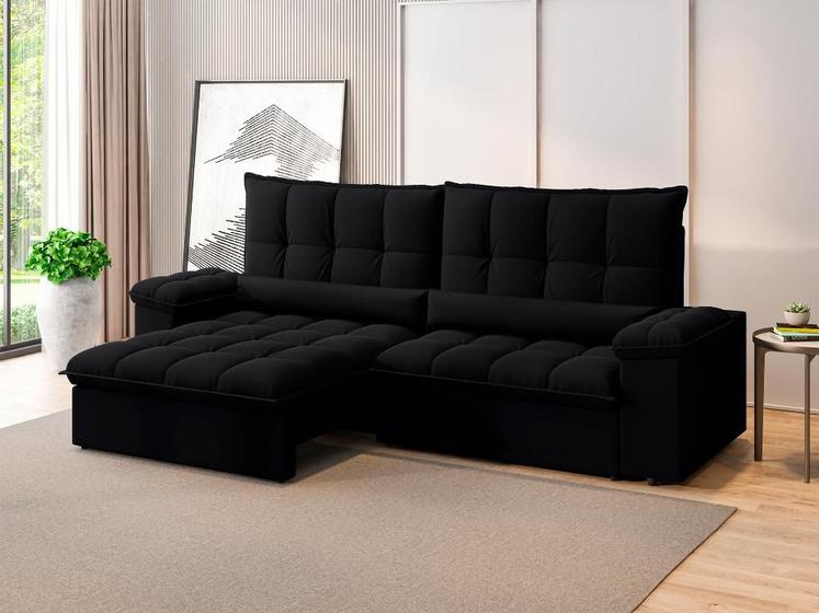 Imagem de Sofá Sideral Retrátil e Reclinável com Molas no Assento 2,30m Velosuede - NETSOFAS