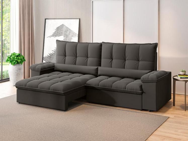 Imagem de Sofá Sideral Retrátil e Reclinável com Molas no Assento 2,30m Velosuede - NETSOFAS
