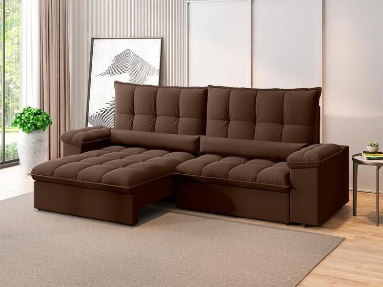 Imagem de Sofá Sideral Retrátil e Reclinável com Molas no Assento 2,50m Velosuede - NETSOFAS