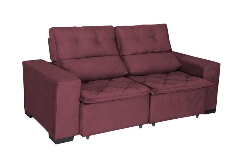 Imagem de Sofá Soft Slim 2 Lugares Retrátil e Reclinável 1,50m Suede Vinho Sofá Casa