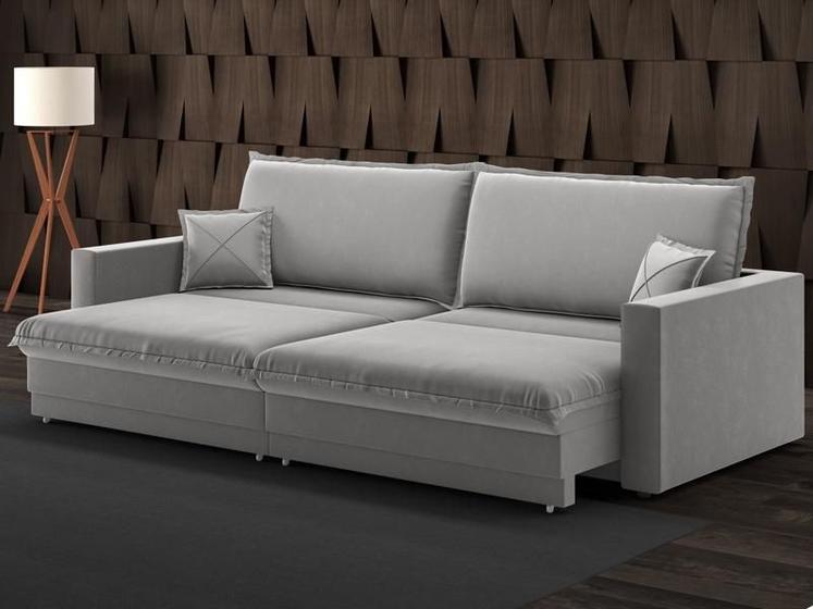 Imagem de Sofá Tango 2,20m sem caixa, Retrátil e Reclinável Veludocristal Cinza - NETSOFAS