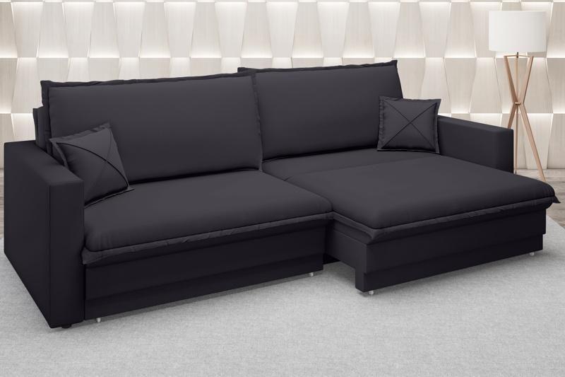 Imagem de Sofá Tango 2,60m sem caixa, Retrátil e Reclinável Velosuede Preto - NETSOFAS