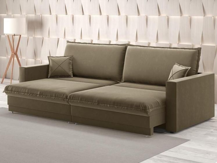 Imagem de Sofá Tango 2,60m sem caixa, Retrátil e Reclinável Veludocristal Castor - NETSOFAS