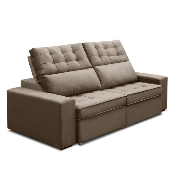 Sofá Thor 4 Lugares Retrátil e Reclinável Veludo Bege COLISEU