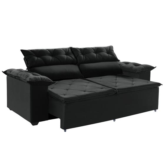 Imagem de Sofá Top Compact 200cm Retrátil e Reclinável 3 Lugares Preto-WS