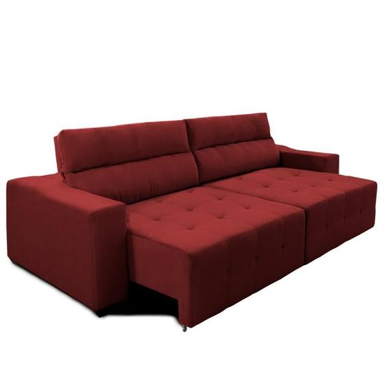 Imagem de Sofá Top Lubeck 210 Cm 3 Lugares Retrátil e Reclinável Suede Vermelho  Sofá na Web