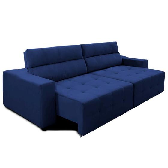 Imagem de Sofá Top Lubeck 3 Lugares 250 cm Retrátil e Reclinável Suede Azul  Sofá na Web