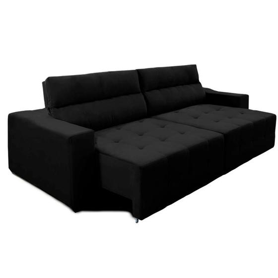 Imagem de Sofá Top Lubeck 3 Lugares 250 cm Retrátil e Reclinável Suede Preto  Sofá na Web