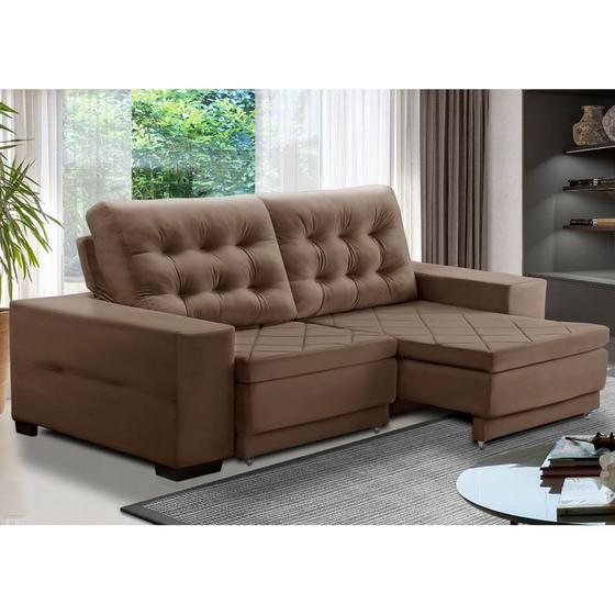 Sofá Trento Retrátil e Reclinável Suede Veludo Jandaia Sofás