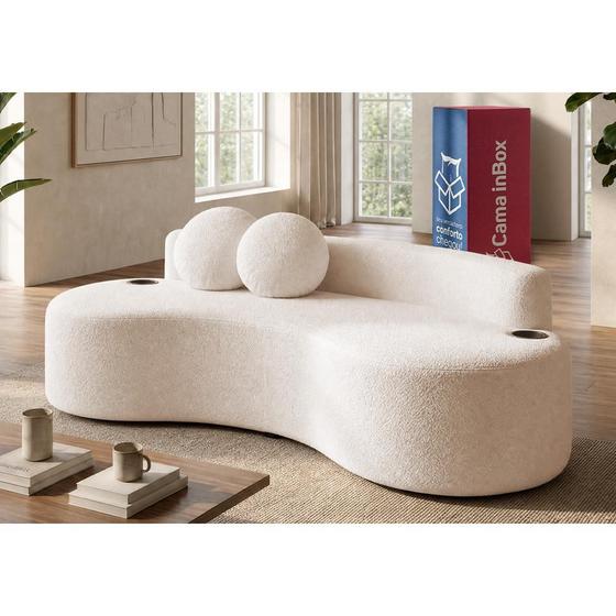 Sofá Veda. 1,88m Xpand Tech Tecido bouclê Cama inBox