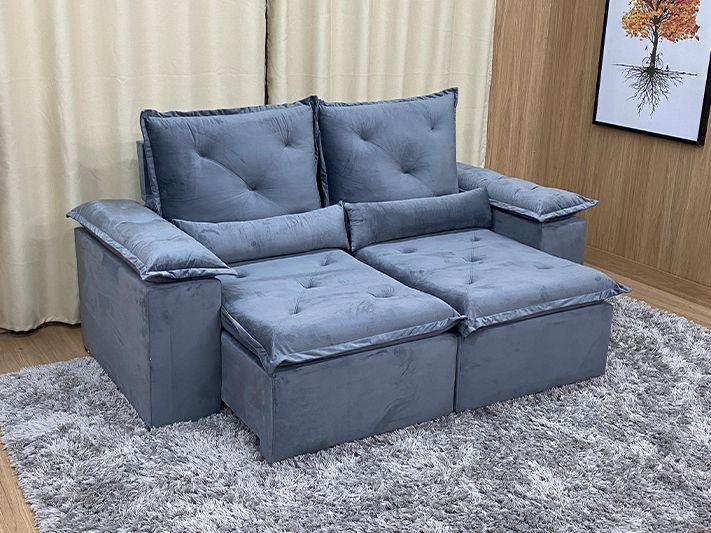 Imagem de Sofá Veludo Retrátil Reclinável Conforto Deluxe Premium 2,30m