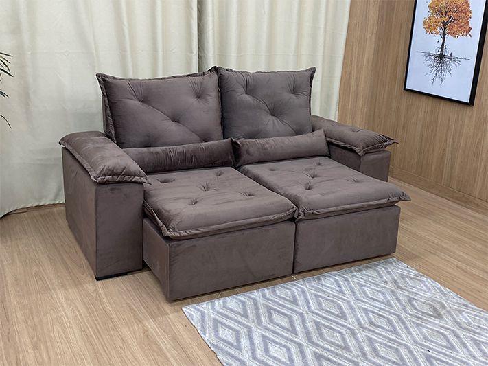 Imagem de Sofá Veludo Retrátil Reclinável Conforto Deluxe Premium 2,30m