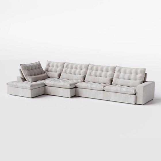 Imagem de Sofá Volt com Chaise 3,80m em Boucle Alaska Bege - Home Mobily