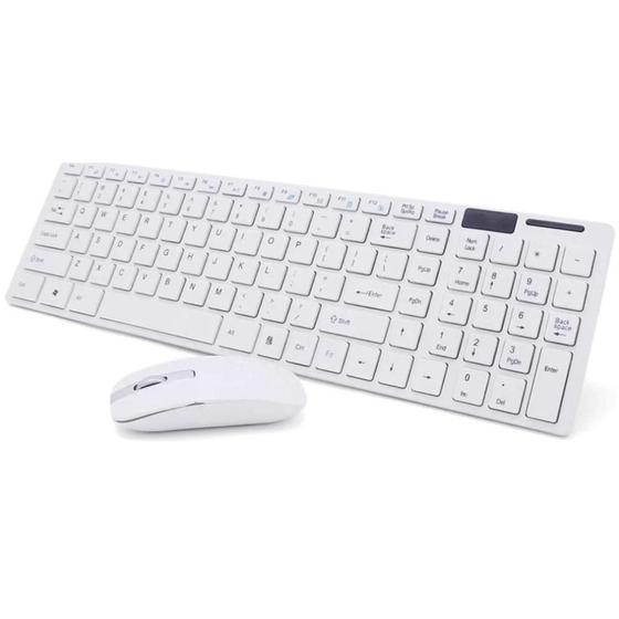 Imagem de Sofisticação em Branco: Kit Teclado E Mouse Sem Fio Branco Wireless USB Ultra Slim
