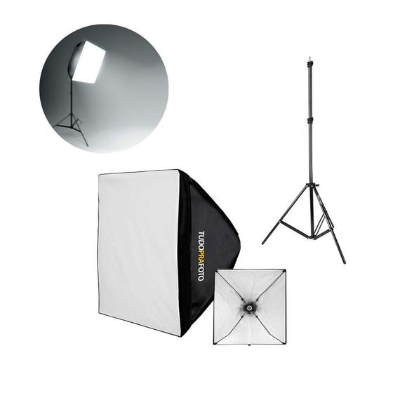 Imagem de Softbox 60X60 Com Tripé Universal 2 Metros Tudoprafoto