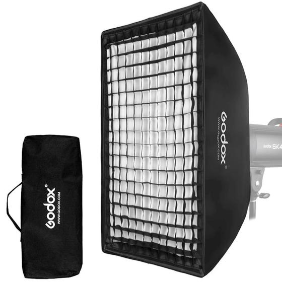 Imagem de Softbox Bowens Godox Com Tela Grid 60x60cm Para Flash Estúdio