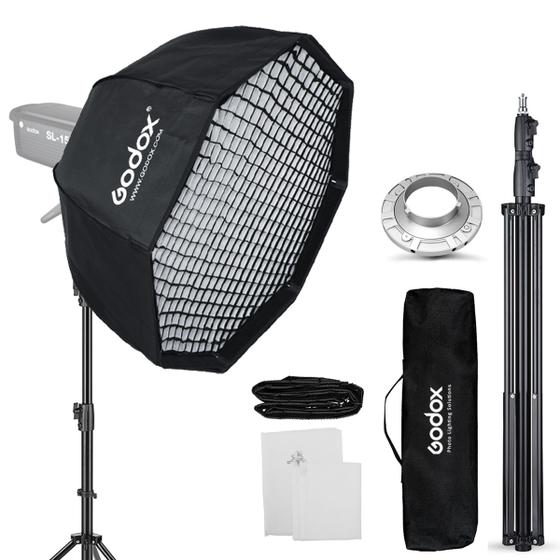 Imagem de Softbox Bowens Octagonal 120cm Godox Com Colmeia Grid + Tripé 2,60 Metros