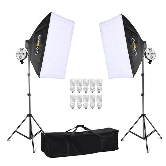 Imagem de Softbox Completo Com 2 Tripés + 10 Lâmpadas - 110V