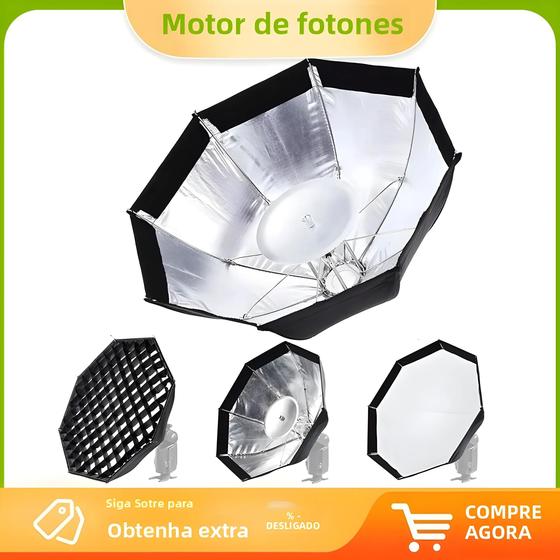 Imagem de Softbox De Guarda-chuva Octogonal Em Formato De Favo De Mel Para Godox WITSTRO Flash Speedlite AD200