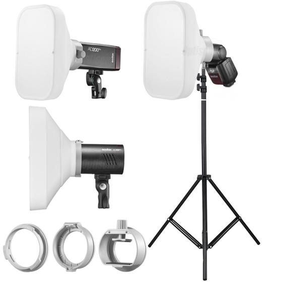 Imagem de Softbox Difusor Para Flash Speedlite Redondo Retangular Godox Ml-cs1625 Com Tripé 2m