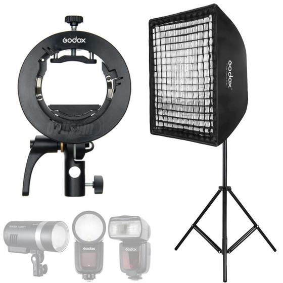 Imagem de Softbox Grid 60x60 Godox Com Tripé 2m Para Flash Speedlite V1 Ad200 Ml60