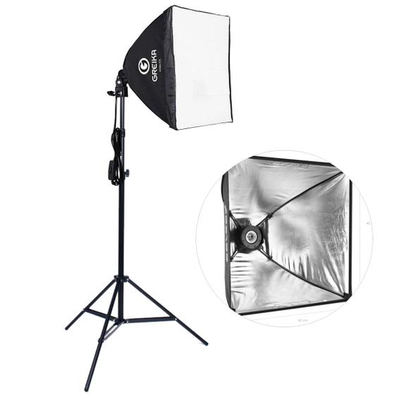 Imagem de Softbox Luz Continua Greika 40x40 Cm Para Lâmpada + Tripé 2m