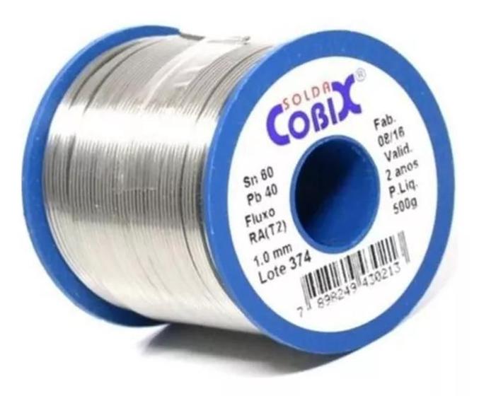 Imagem de Solda Estanho Cobix 1 Mm 60x40 500g Com Fluxo 110v/220v