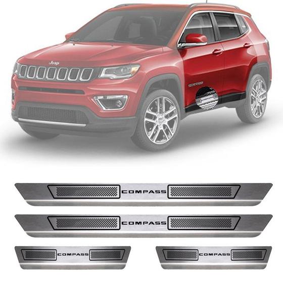 Imagem de Soleira de Aço Inox Escovado Jeep Compass 4 Portas 2017 18 19