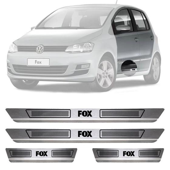 Imagem de Soleira de Aço Inox Escovado Volkswagen Fox 4 Portas 2003 04 05 06 07 08 09 10 11 12 13 14 15 16 17 18
