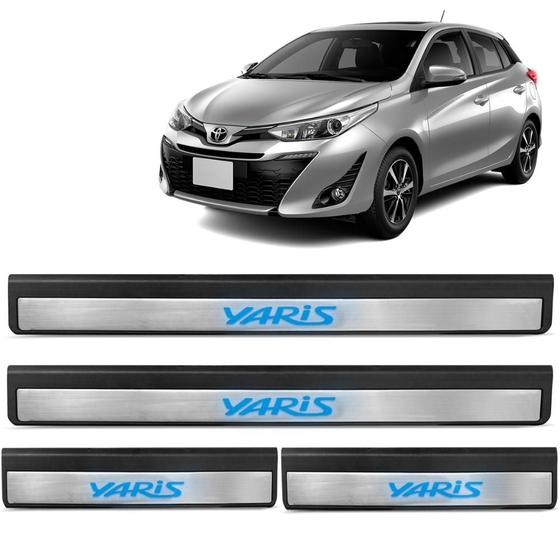 Imagem de Soleira de Porta Yaris 2019 a 2021 Aço Inox com Led Azul