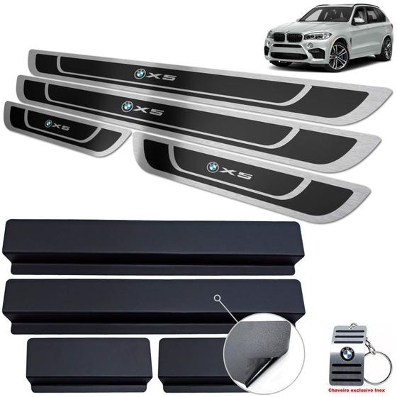 Imagem de Soleira Em Inox Bmw X5 2015 A 2021 Preto Alto Relevo