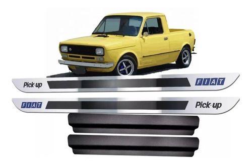 Imagem de Soleira Fiat 147 Pick Up Aço Inox Premium + Vinil