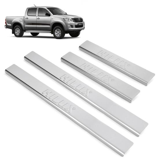 Imagem de Soleira Inox Cromada Alto Relevo Hilux Cabine Dupla 2005