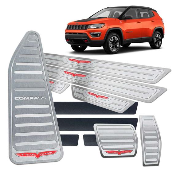 Soleira Pedaleira Descanso Compass Trailhawk Prata Relevo Menor preço em Soleira Pedaleira Descanso Compass Trailhawk Prata Relevo