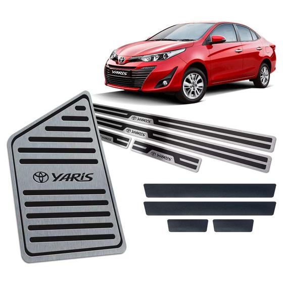 Soleira Vinil + Descanso Toyota Yaris 2018 2019 Preto Relevo Menor preço em Soleira Vinil + Descanso Toyota Yaris 2018 2019 Preto Relevo