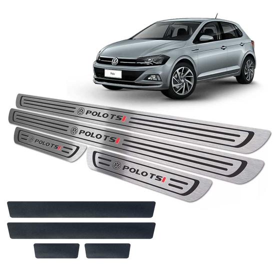 Soleiras Aço Inox Com Vinil Polo Tsi 2018 2019 Preto Menor preço em Soleiras Aço Inox Com Vinil Polo Tsi 2018 2019 Preto