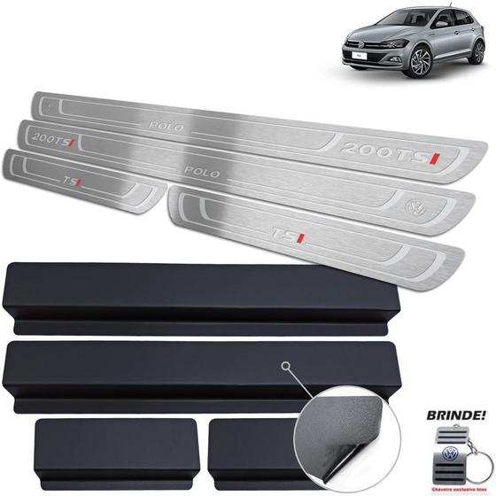 Soleiras Baixo Relevo Aço Inox Com Vinil + chaveiro Polo 200 TSI Menor preço em Soleiras Baixo Relevo Aço Inox Com Vinil + chaveiro Polo 200 TSI
