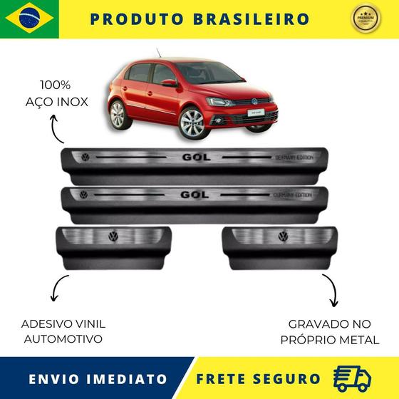 Imagem de Soleiras de Carro 100% AÇO INOX do Gol G3 G4 G5 G6 G7 Germany acima, serve com perfeição Premium Envio Rápido Brasil