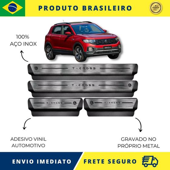 Imagem de Soleiras de Carro 100% AÇO INOX do Volkswagen T-cross 2023, serve com perfeição Premium Envio Rápido Brasil